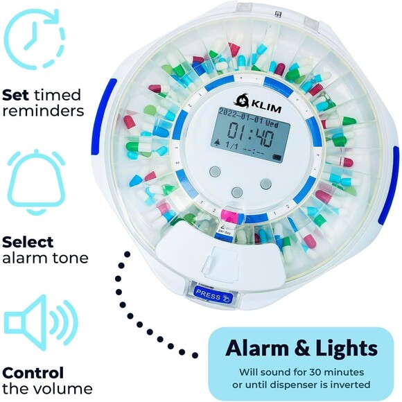 KLIM Smart 28 days Pill Dispenser Machine w/Alarm + WiFi App Monitoring NEW - Picture 3 of 9